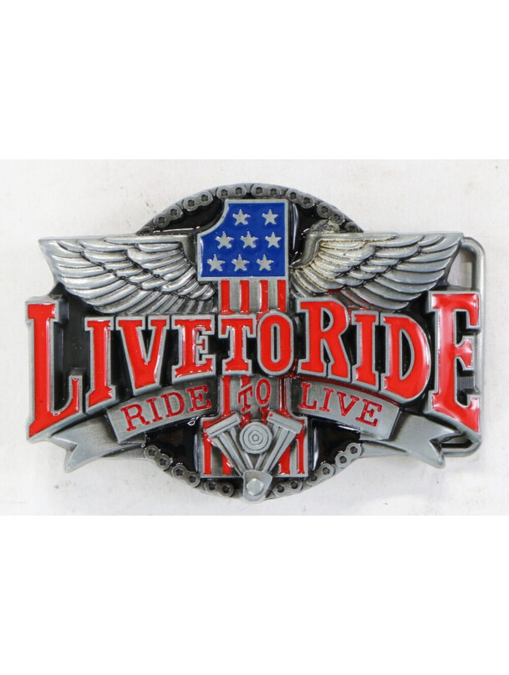 belt buckle live to ride #1 USA v-twin motorcycle biker stars stripes harley bar